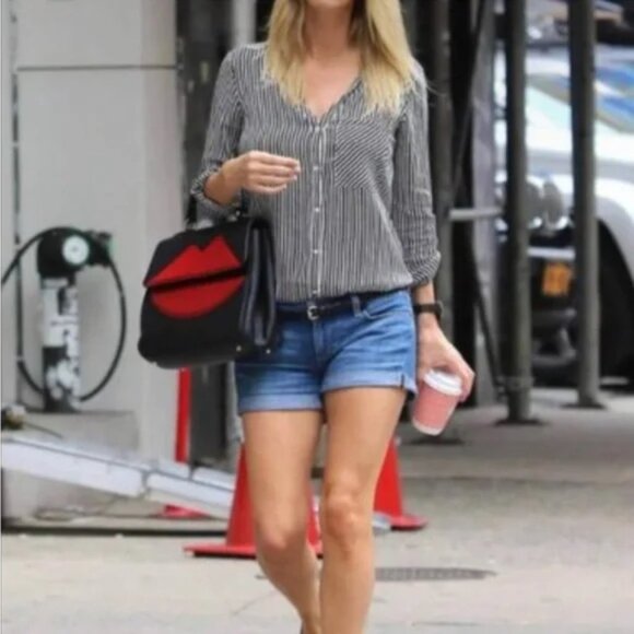 PAIGE Pants - Paige Paige Cuffed Distressed Denim Jean Shorts Size 30